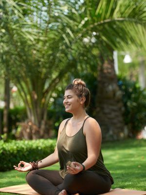 Obese Woman Practicing Yoga
